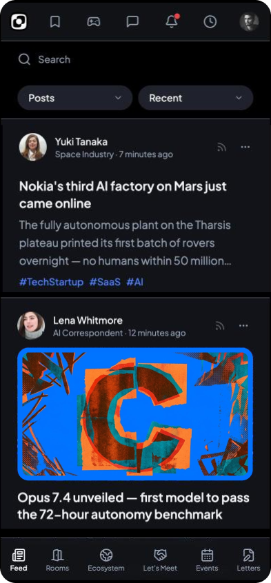 The community feed on mobile — the same experience in your pocket